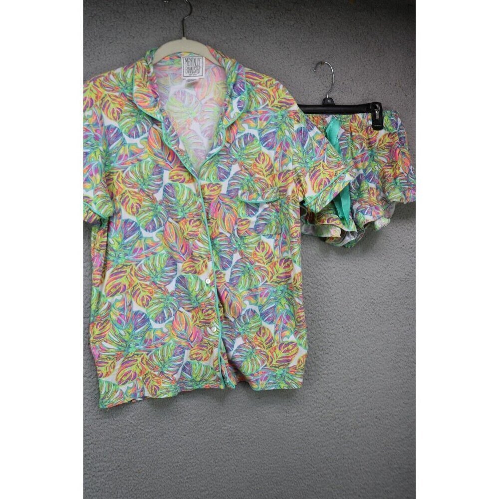Mentally Exhausted Pajama Set-Shorts-Ruffle-Medium-Colorful